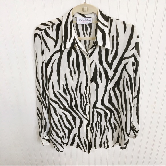 Diane Von Furstenberg Tops - Diane Von Furstenberg Vintage Zebra Print Blouse Women’s Size Medium
